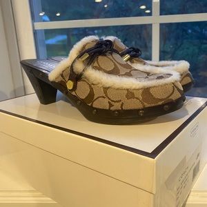 Ladies authentic coach mules with shearling size 8 1:2